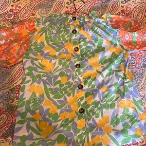 THML Womens puffy sleeve embroidered top M